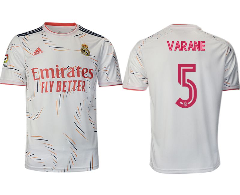 Men 2021-2022 Club Real Madrid home aaa version white #5 Adidas Soccer Jersey